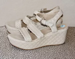 Sesto Meucci Tahnee Ivory Quilted Wedge Sandal Size 7.5 - Picture 1 of 8
