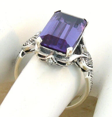 ANILLO ALEJANDRITA SIMULADA ESTILO VINTAGE PLATA ESTERLINA 925 6,5 QUILATES 208Z Foto 1 de 4