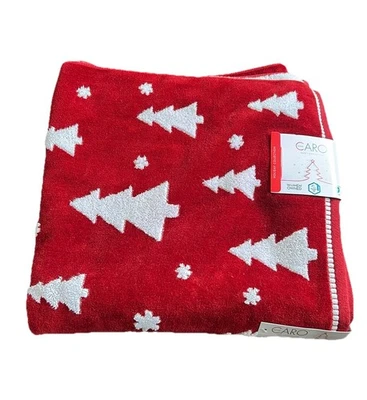 Juego de 2 toallas de baño CARO Home árboles de Navidad rojo y blanco NUEVO Foto 1 de 2