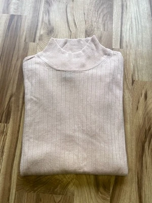 Suéter ligero 100 % seda para mujer beige cuello falso talla pequeña Foto 1 de 4