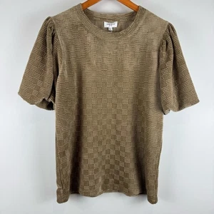 Annie wear Textured Tan Knit Puffed Sleeved Top ~ M - Picture 1 of 13