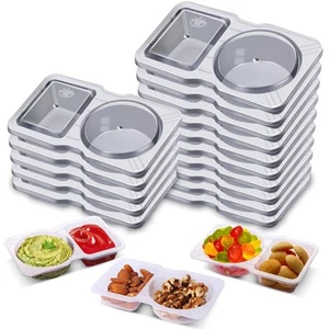 40Pcs Disposable Double Compartment Condiment Container, Dipping Sauce Cups W... - Picture 1 of 7
