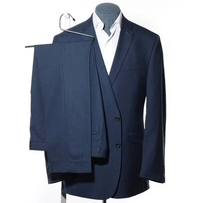46L Long Kenneth Cole Reaction Dark Blue Rayon-Blend 2-Piece Suit 36x32 Trousers - Image 1 of 4