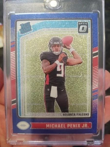 2024 Donruss Optic Michael Penix Rated Rookie Blue Glitter RC #279 CUSTODIA HIT SSP - Foto 1 di 3