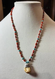Authentic Native American Wyoming Bull Elk Tooth Whistler Necklace 22” Sterling - Picture 1 of 4