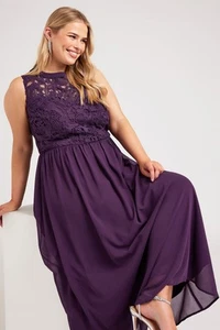 Yours London Curve Women's Plus Size Lace Bodice Maxi Dress - Picture 1 of 13