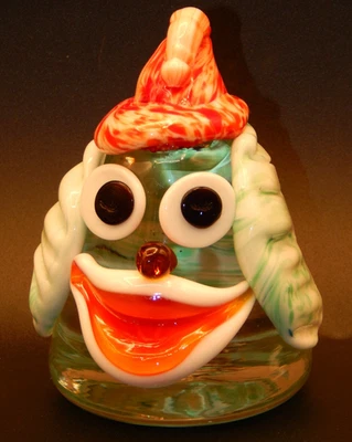 Estatuilla pisapapeles cabeza payaso de cristal artístico de Murano MCM de colección Foto 1 de 4