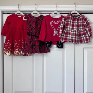 Christmas Holiday Dress Outfit Bundle Plaid Sequin Size 2T 18-24M - Picture 1 of 9
