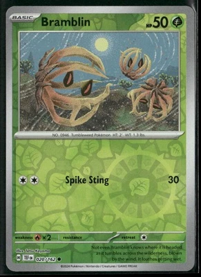 Pokemon Bramblin #020/162 SV05: Temporal Forces Common NM Reverse Holo - Image 1 of 2