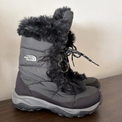 North Face Winter Boots Girls Size 3 Faux Fur Insulated Waterproof Outdoor - Image 1 of 4