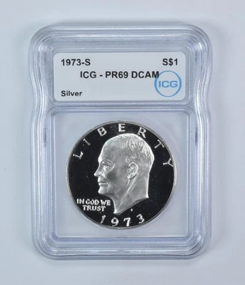 1973-S Eisenhower $1 Silver PR69 DCAM ICG *9840 - Image 1 of 4