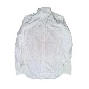 Borrelli Napoli Button Front Dress Shirt Men's Size 42 White Pink Blue Striped  - Picture 1 of 9