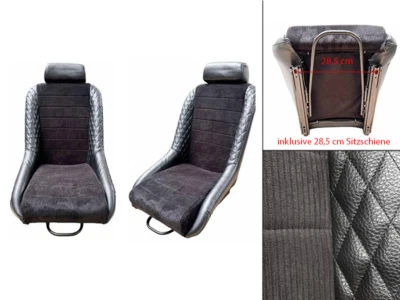 2 Universal 70er Classic Rennsitze Sportsitze mit Konsolen  Cord  Rauten Design - Image 1 of 4