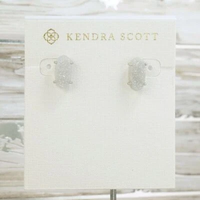 Clearance! NWOT Kendra Scott Betty White Iridescent Drusy Stud Earrings Silver - Image 1 of 4