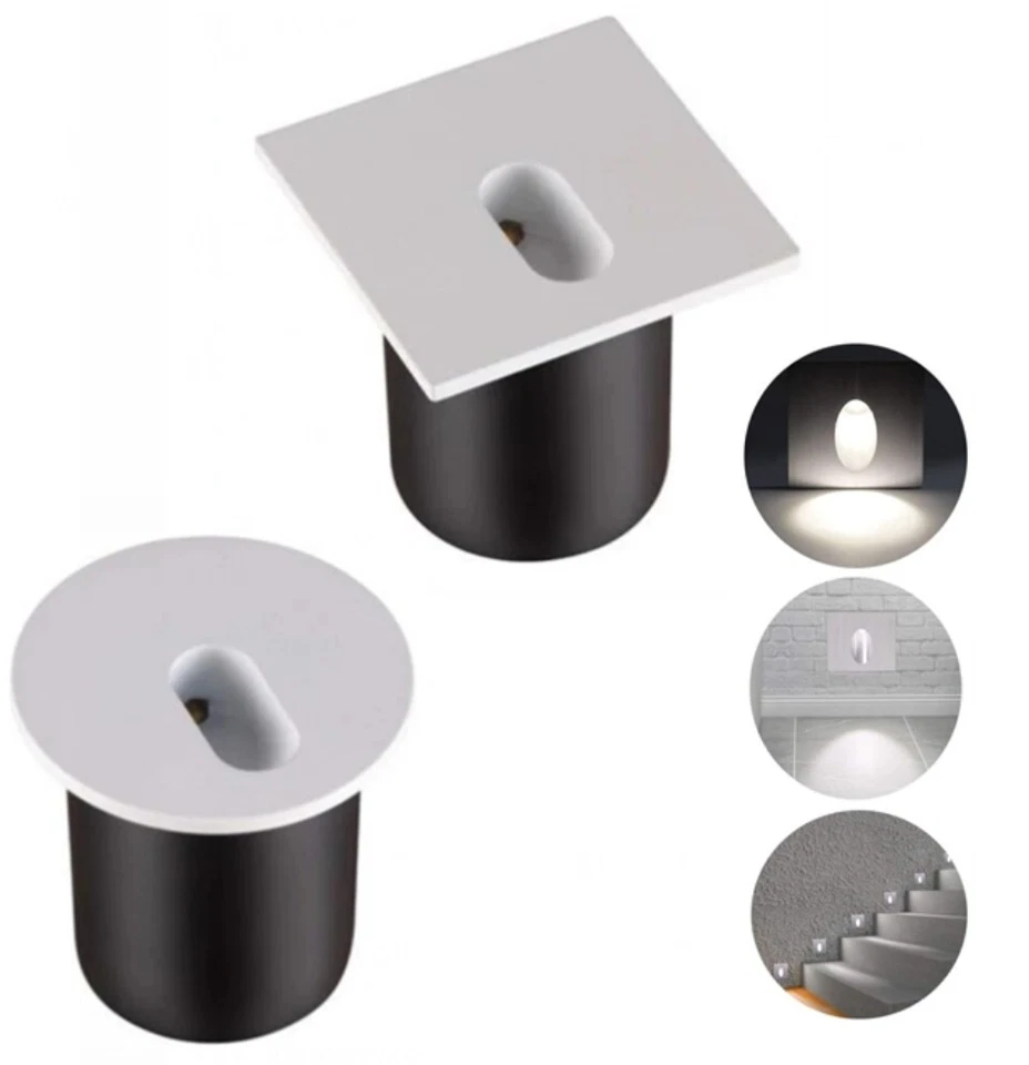 Mini Segnapasso da Parete Incasso LED 3W Applique Moderna da Interno Scale IP20 - Immagine 1 di 4