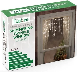 Tupkee Window Icicle Lights Set, 3 Feet (0.91 m), 50 Clear Incandescent... - Picture 1 of 5
