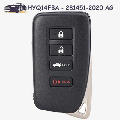 Smart Remote Key Fob HYQ14FBA 281451-2020 AG for Lexus IS300 IS350 RC300 RC350 - Imagem 1 de 4