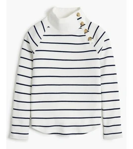 J. Felpa pullover girocollo a righe collo largo con bottoni Sherpa Terry Fleece - Foto 1 di 2