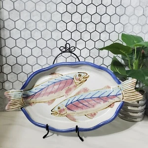 Allen & Williams Pottery Ceramic Rainbow Trout Fish Serving Platter - Picture 1 of 16