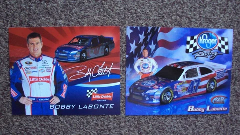 Lot of 2 different - Bobby Labonte #47 " LITTLE DEBBIE KROGER " NASCAR POSTCARD Cover