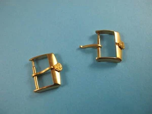 JULE JURGENSEN MENS NOS VINTAGE 18MM GOLD COLOR WATCH BUCKLES - Picture 1 of 6