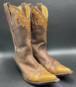 LOS ALTOS Bota de Vaquero Occidental de Cuero Marrón 2 Tonos EE. UU. 9 1/2 M Punta para Mujer - Imagen 1 de 18