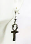Ebros Ancient Egyptian Stainless Steel Ankh Key Dangle Earrings Pair Accessory