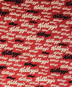 Kelloggs Red/Black/Cream Kelloggs Logo Quilting 100% Cotton Fabric 1.5 Yds - Picture 1 of 2