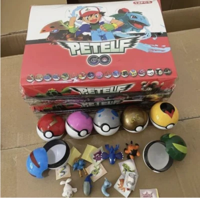 CHRISTIA_1179 Pokemon Ball Set 12 Stk. Pokebälle mit 12 Pokemon Figuren Kinder Figuren ToyGift