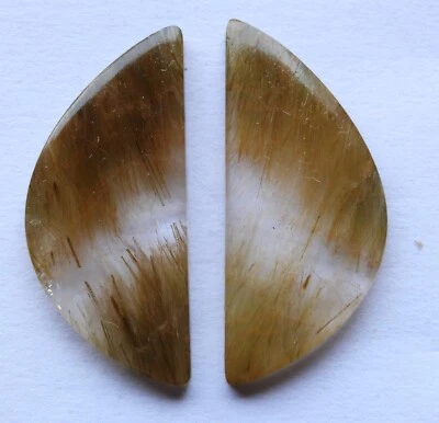 23.50 Ct Natural Rutilated Quartz (30.8mm X 13.6mm each) Cabochon Match Pair - Image 1 of 3