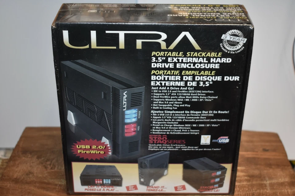Ultra 3.5" Black USB 2.0 External Hard Drive External Enclosure Stackable New - Image 1 of 4
