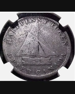 1820 Colonial Canada 1/2 Penny token UC-9A2 commercial Change NGC Rated XF Det. - Picture 1 of 4