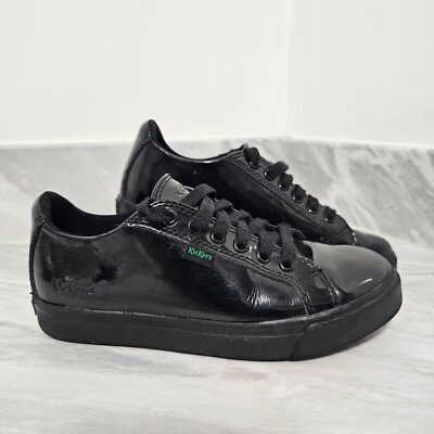 Kickers Negro Charol Zapatos Escolares Entrenadores Unisex Con Cordones UK1.5 EU3 Foto 1 de 4