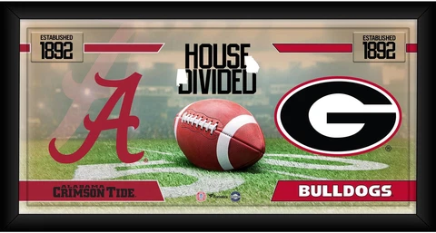 Alabama Crimson Tide vs Bulldogs FRMD 10x20 House Divide Football Collage Cover