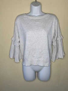 ANN TAYLOR Women's Bell Sleeve Cropped Sweater M Light Gray - Bild 1 von 6