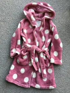 F&F MÄDCHEN ROSA & WEISS GEPUNKTET FLAUSCHIGER BADEMANTEL ALTER 5-6 JAHRE - Bild 1 von 3