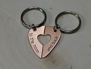 Couples guitar pick keychain with love you to the moon and back - Picture 1 of 5