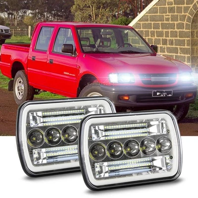 Pair 5x7" 7x6" LED Headlights DRL HI/LO w/Adapters For Holden Rodeo 1998-2003 - image 1 of 4
