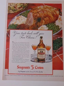 1946 Seagram's 5 Crown Whiskey & Fine Food print ad - Picture 1 of 1
