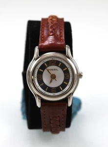 Orologio Fossil Donna Argento Inox St Batt Pelle Nera 30m Bianco Grigio Quarzo - Foto 1 di 6