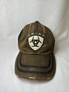 Gorra Ariat marrón envejecida con tirantes negra malla trasera talla única ajustable - Imagen 1 de 8