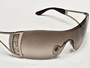 Versace Silver Clear Face Shield Designer Metal Sunglasses Made in Italy Rare - Imagen 1 de 8