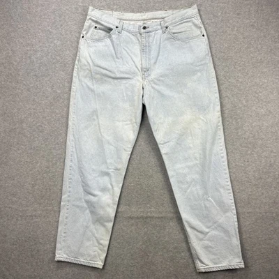 复古 Britannia 牛仔裤男式 40x32 浅蓝色牛仔裤破旧宽松锥形 — 第 1/4 张图片