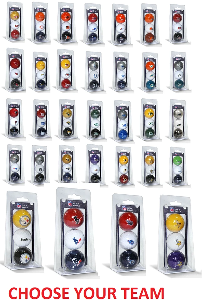 NFL Officially Licensed 3 Pack Golf Balls Team Color Choose Your Team - Image 1 of 1