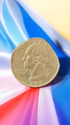 1996  P Double Clipped Planchet Quarter E115 - Image 1 of 2