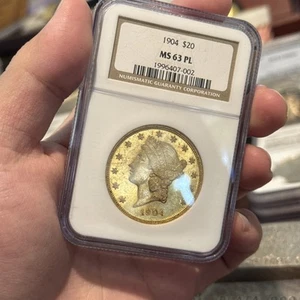 1904 $20 Gold Liberty Head Double Eagle NGC MS63 PL Older Holder! Cameo! Blazing - Picture 1 of 9