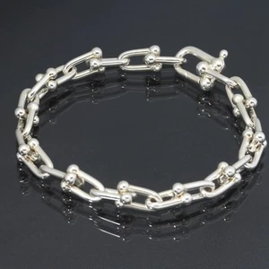 Auténtico brazalete de eslabones pequeños de plata de ley 925 de 6,89 pulgadas de Tiffany & Co. HardWear - Imagen 1 de 5