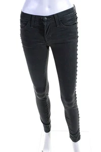 Current/Elliott Womens Coated Studs Skinny Leg Jeans Castle Gray Size 24 LL19LL - Picture 1 of 6