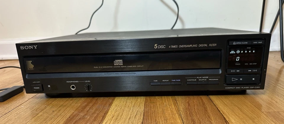 Reproductor cambiador de CD de 5 discos Sony CDP-C305 probado funciona, vintage 1990, sin control remoto Foto 1 de 4