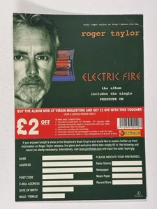 Queen Roger Taylor Order Form Electric Fire Original Promotion Circa 1999 - Picture 1 of 12